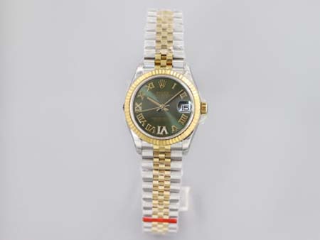 ロレックス女性 高品質31mm石英電池式腕時計