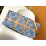 2025年12月9日入荷Louis Vuitton バッグN40739 Keepall Bandoulière 50 Damier Denim 3D 50.0 x 29.0 x 23.0 高品質新作/誕生日プレゼント/ZC工場